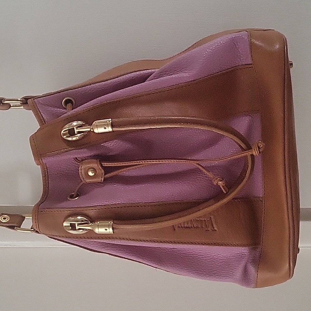 VALENTINA Pebbled Leather Two-Tone Bucket Bag